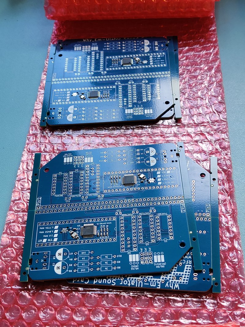 Pairs of PCBs with rails attached to the side