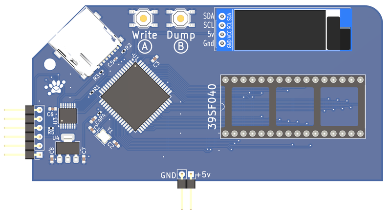 39SF040 RomWriter PCB render