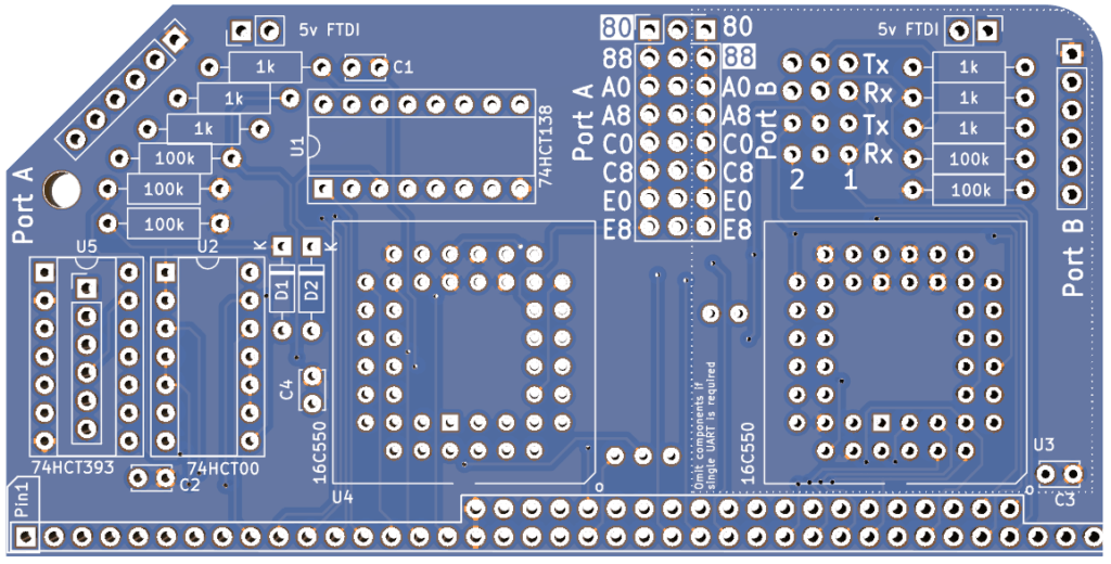 16C550 Twin UART PCB render